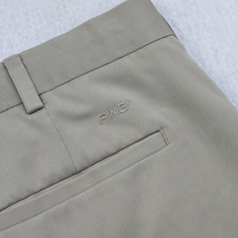 VTG Ping Golf Shorts Beige Pleated Rayon Performance Mens Size 38 x 9"
